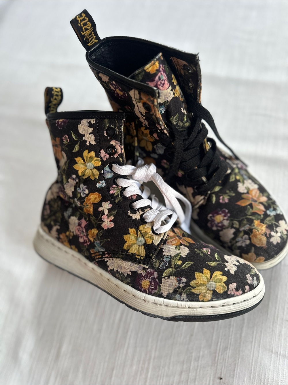 Dr. Martens Darcy Floral Newton Canvas Ankle Combat Boots | 8